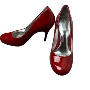 By Jessica Simpson Red Patent Leather Pumps Heels Women's Size‎ US 6 B Round Toe